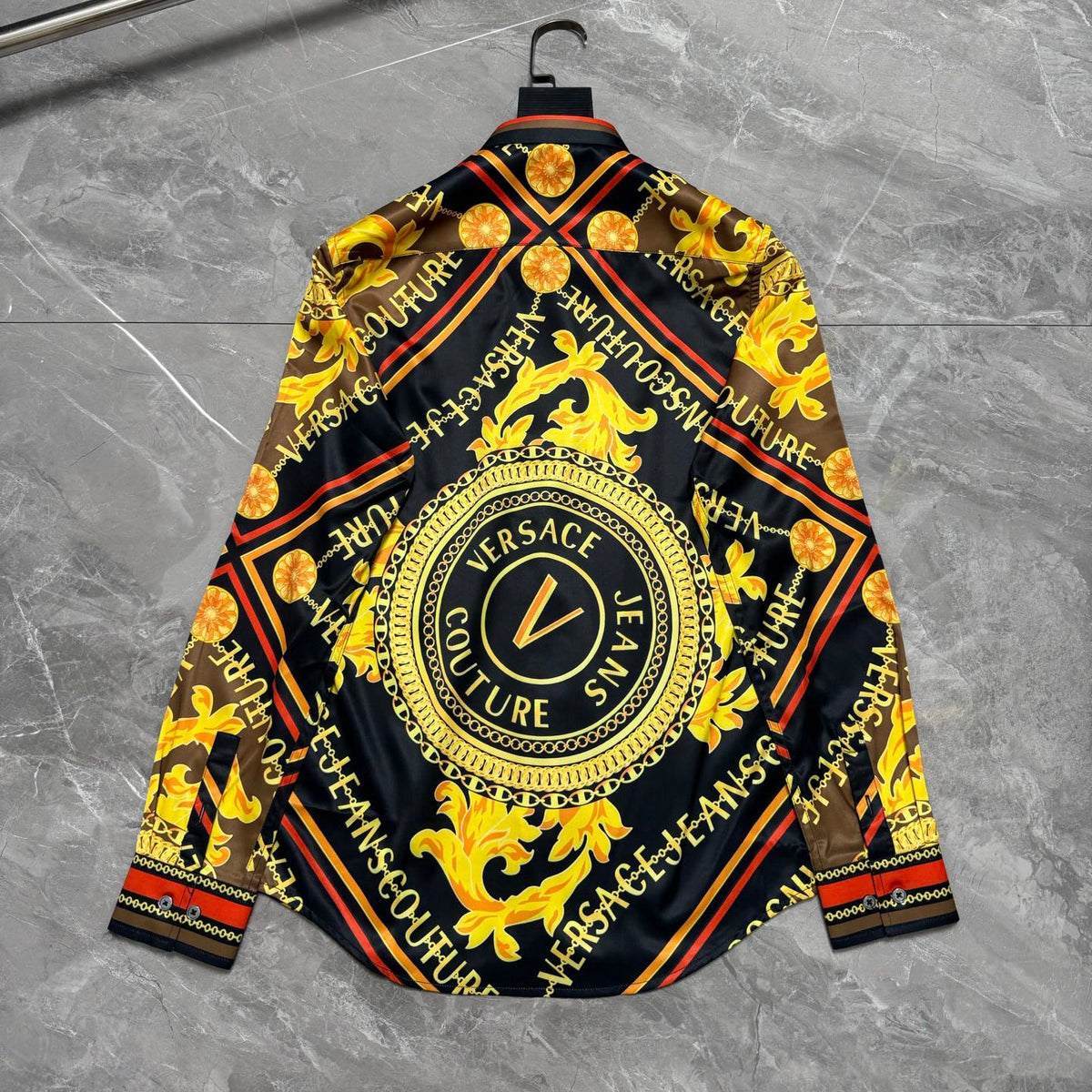 Versace Jeans Couture Baroque Diamond Logo Long-Sleeve Shirt