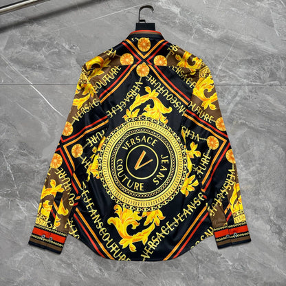 Versace Jeans Couture Baroque Diamond Logo Long-Sleeve Shirt