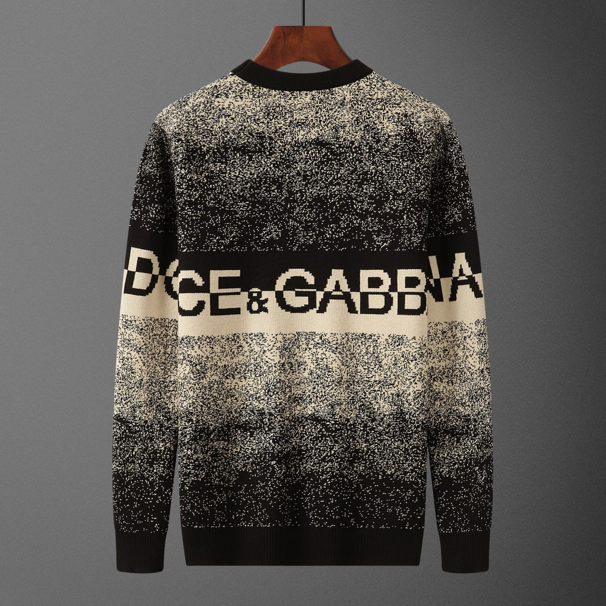 Dolce & Gabbana Logo Jacquard Knit Sweater | Black & White