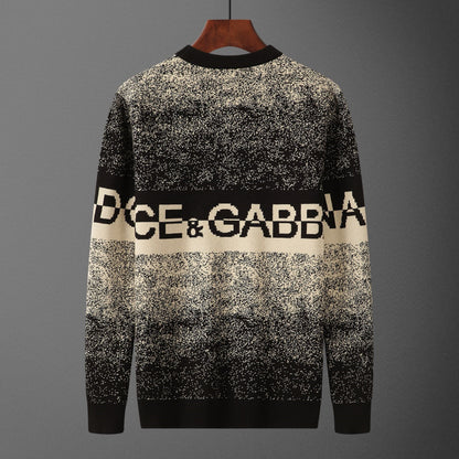 Dolce & Gabbana Logo Jacquard Knit Sweater | Black & White