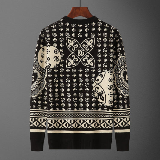 Dolce & Gabbana DG Sacred Heart Baroque Jacquard Sweater | Black & Ivory