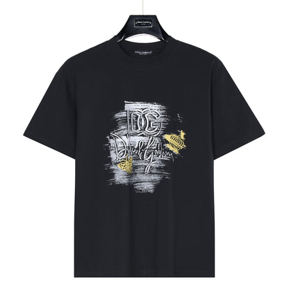 Dolce & Gabbana DG Graffiti Brushstroke Butterfly Crown T-Shirt | Black