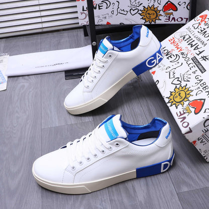 Dolce & Gabbana Portofino Low-Top Sneakers – White & Royal Blue