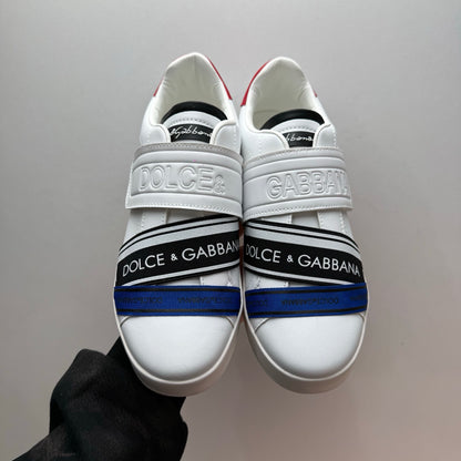 Dolce & Gabbana Portofino Light Velcro Low-Top Sneakers – White, Blue & Pink