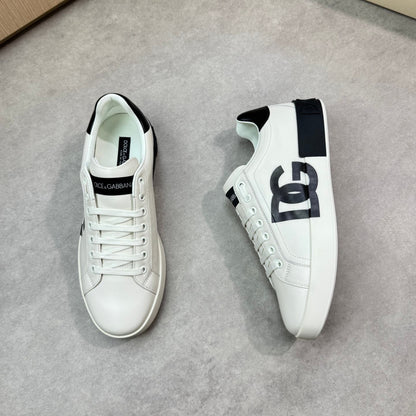 Dolce & Gabbana Portofino DG Logo Low-Top Sneakers – White & Black