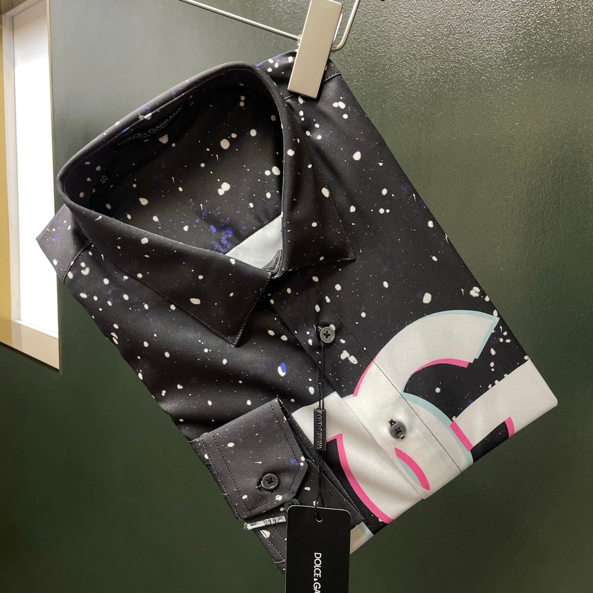 Dolce & Gabbana Galaxy DG Print Long-Sleeve Shirt | Black