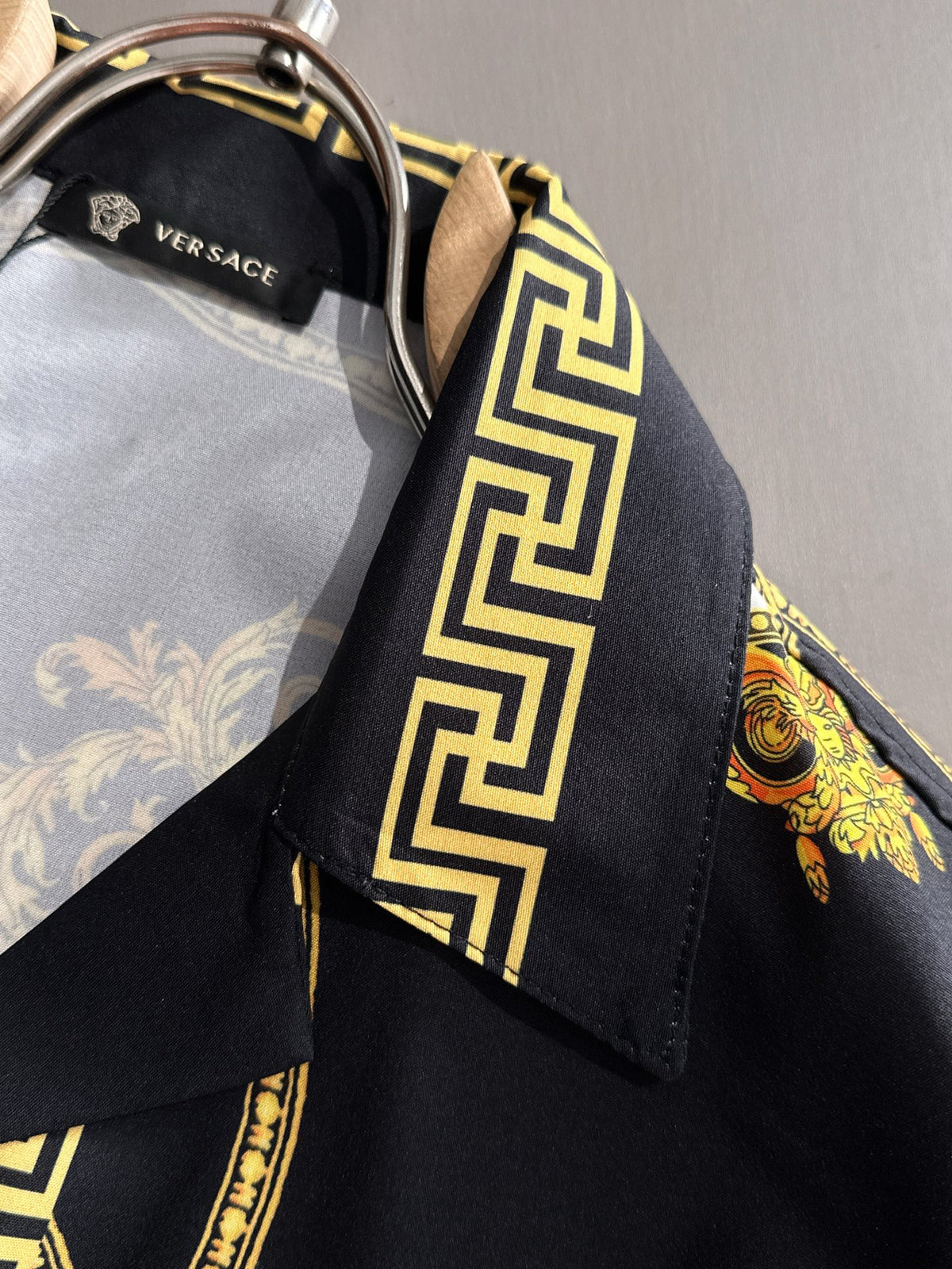 Versace Barocco Gold Print Short-Sleeve Shirt