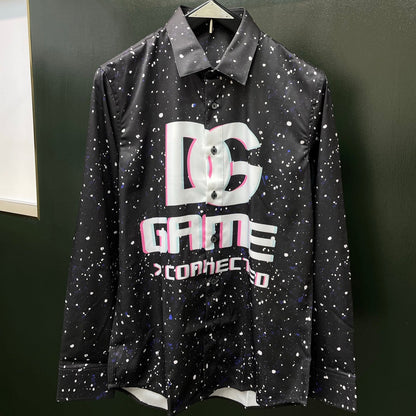 Dolce & Gabbana Galaxy DG Print Long-Sleeve Shirt | Black