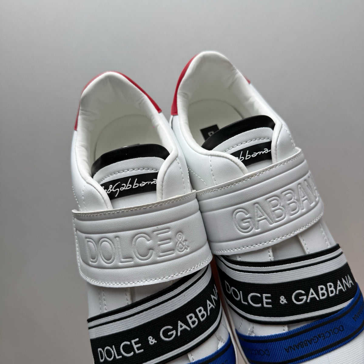 Dolce & Gabbana Portofino Light Velcro Low-Top Sneakers – White, Blue & Pink