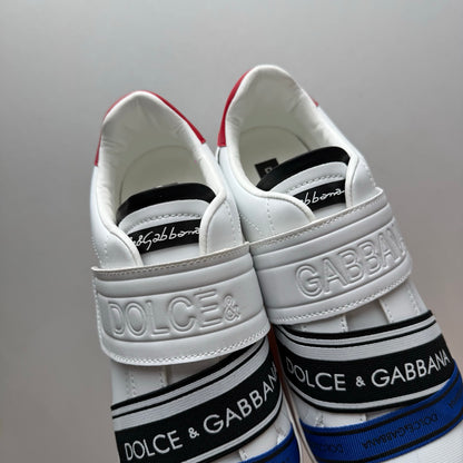 Dolce & Gabbana Portofino Light Velcro Low-Top Sneakers – White, Blue & Pink