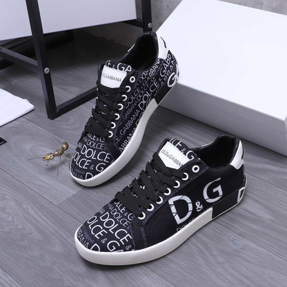Dolce & Gabbana Portofino Logo Mania Low-Top Sneakers – Black & White
