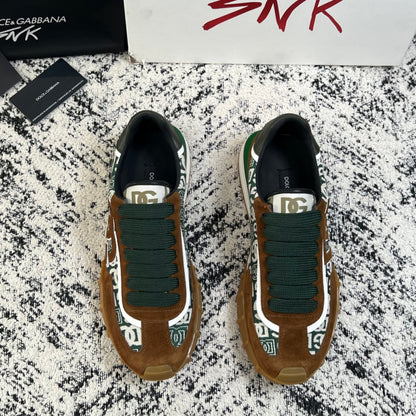Dolce & Gabbana DG Monogram Low-Top Sneakers – Brown & Green