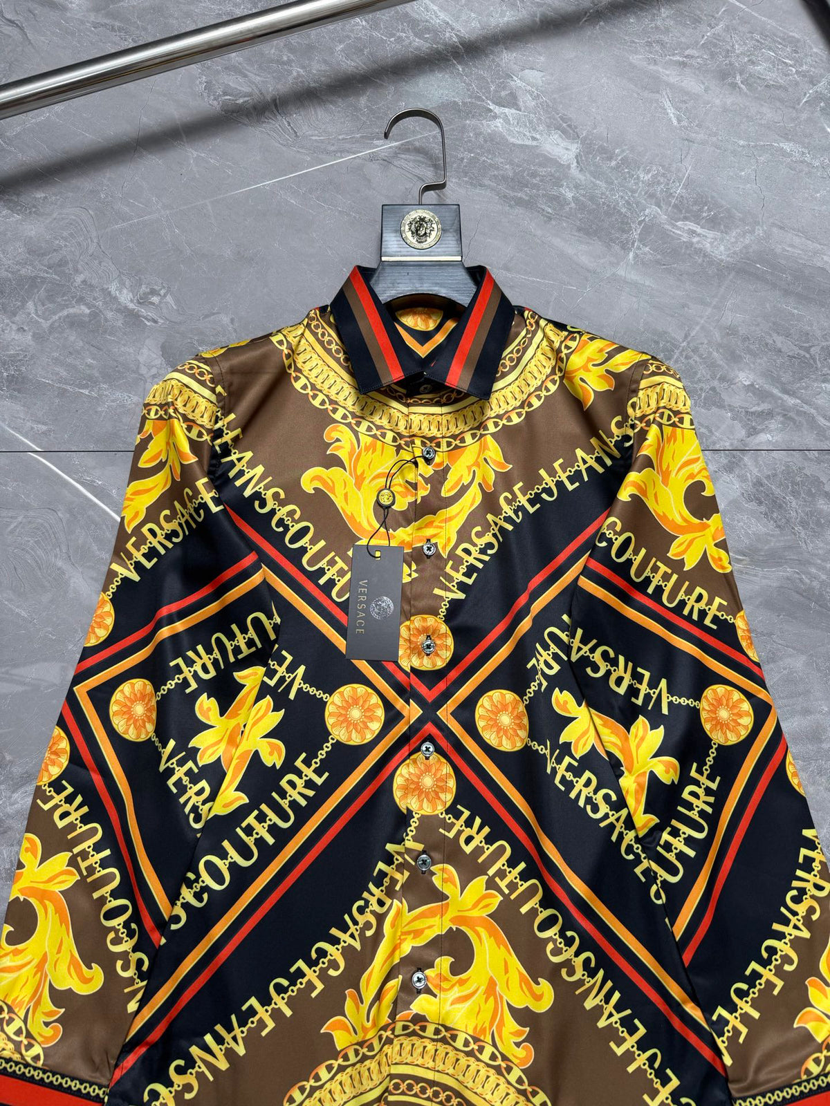 Versace Jeans Couture Baroque Diamond Logo Long-Sleeve Shirt