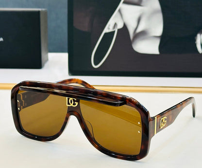 Dolce & Gabbana DG Logo Shield Sunglasses | Black & Gold