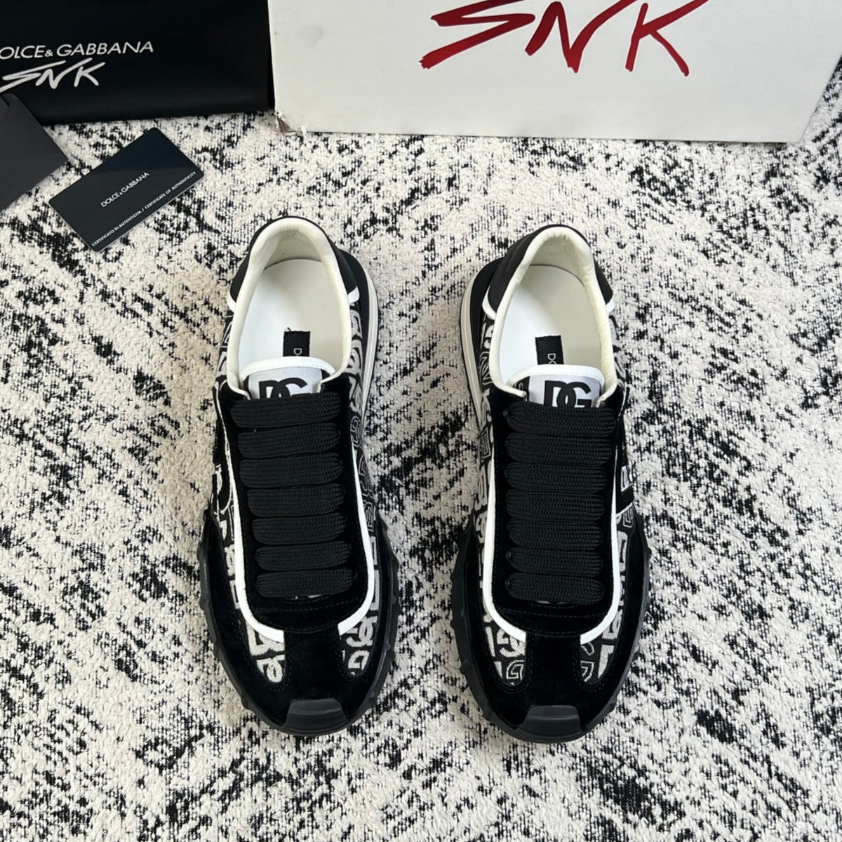Dolce & Gabbana DG Monogram Low-Top Sneakers – Black & White
