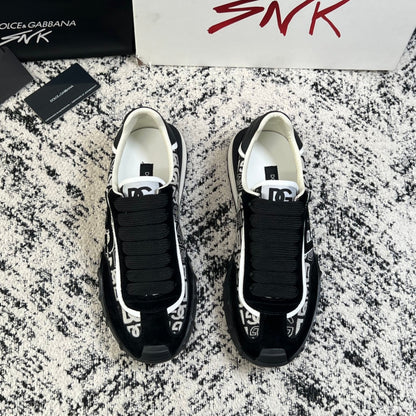 Dolce & Gabbana DG Monogram Low-Top Sneakers – Black & White
