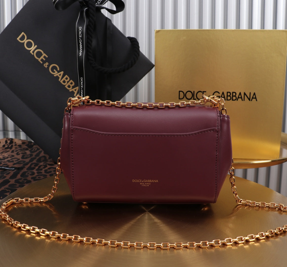Dolce & Gabbana 3-Way Leather Bag — Handbag, Shoulder & Crossbody 18×10.6×7CM