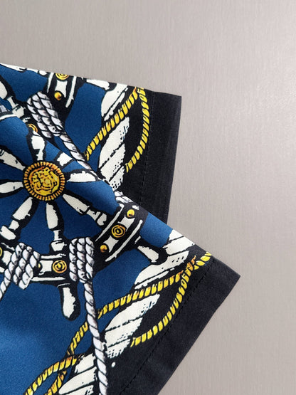 Versace Nautical Rope & Chain Print Short-Sleeve Shirt