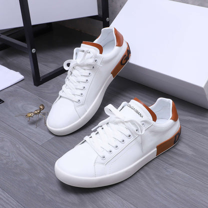 Dolce & Gabbana Portofino Low-Top Sneakers – White & Tan