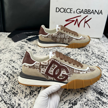 Dolce & Gabbana DG Monogram Low-Top Sneakers – Beige & Brown
