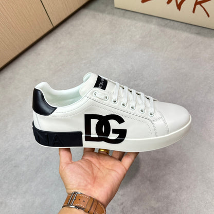 Dolce & Gabbana Portofino DG Logo Low-Top Sneakers – White & Black