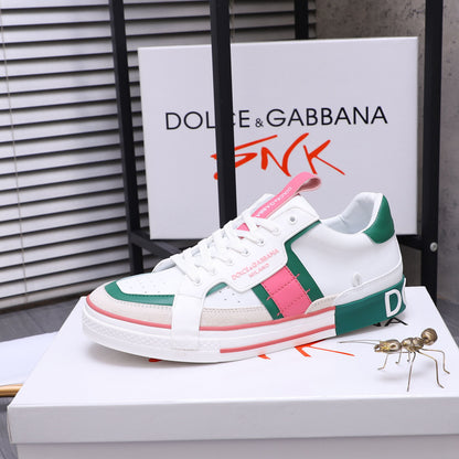 Dolce & Gabbana Custom 2.Zero Low-Top Sneakers – White, Green & Pink