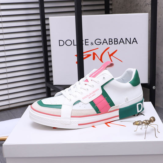 Dolce & Gabbana Custom 2.Zero Low-Top Sneakers – White, Green & Pink