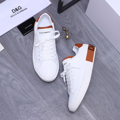 Dolce & Gabbana Portofino Low-Top Sneakers – White & Tan