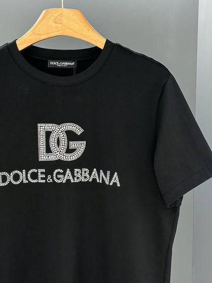 Dolce & Gabbana DG Crystal Rhinestone Logo T-Shirt | Black