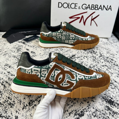 Dolce & Gabbana DG Monogram Low-Top Sneakers – Brown & Green