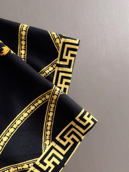 Versace Barocco Gold Print Short-Sleeve Shirt