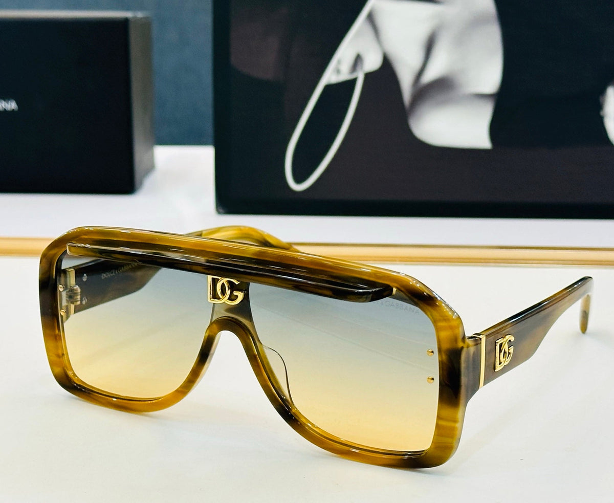 Dolce & Gabbana DG Logo Shield Sunglasses | Black & Gold