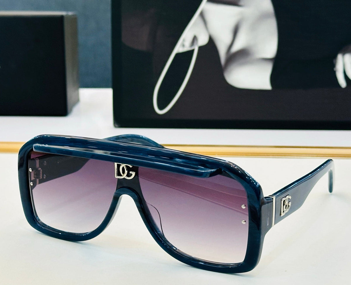 Dolce & Gabbana DG Logo Shield Sunglasses | Black & Gold