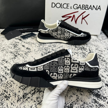 Dolce & Gabbana DG Monogram Low-Top Sneakers – Black & White