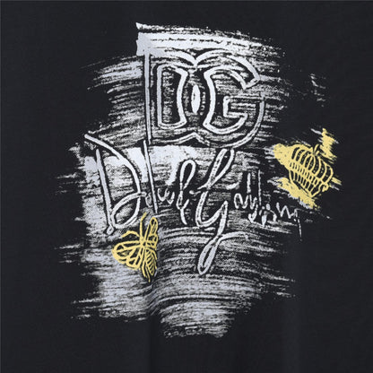 Dolce & Gabbana DG Graffiti Brushstroke Butterfly Crown T-Shirt | Black