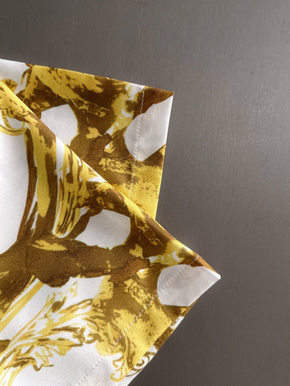 Versace Barocco White & Gold Scrollwork Short-Sleeve Shirt