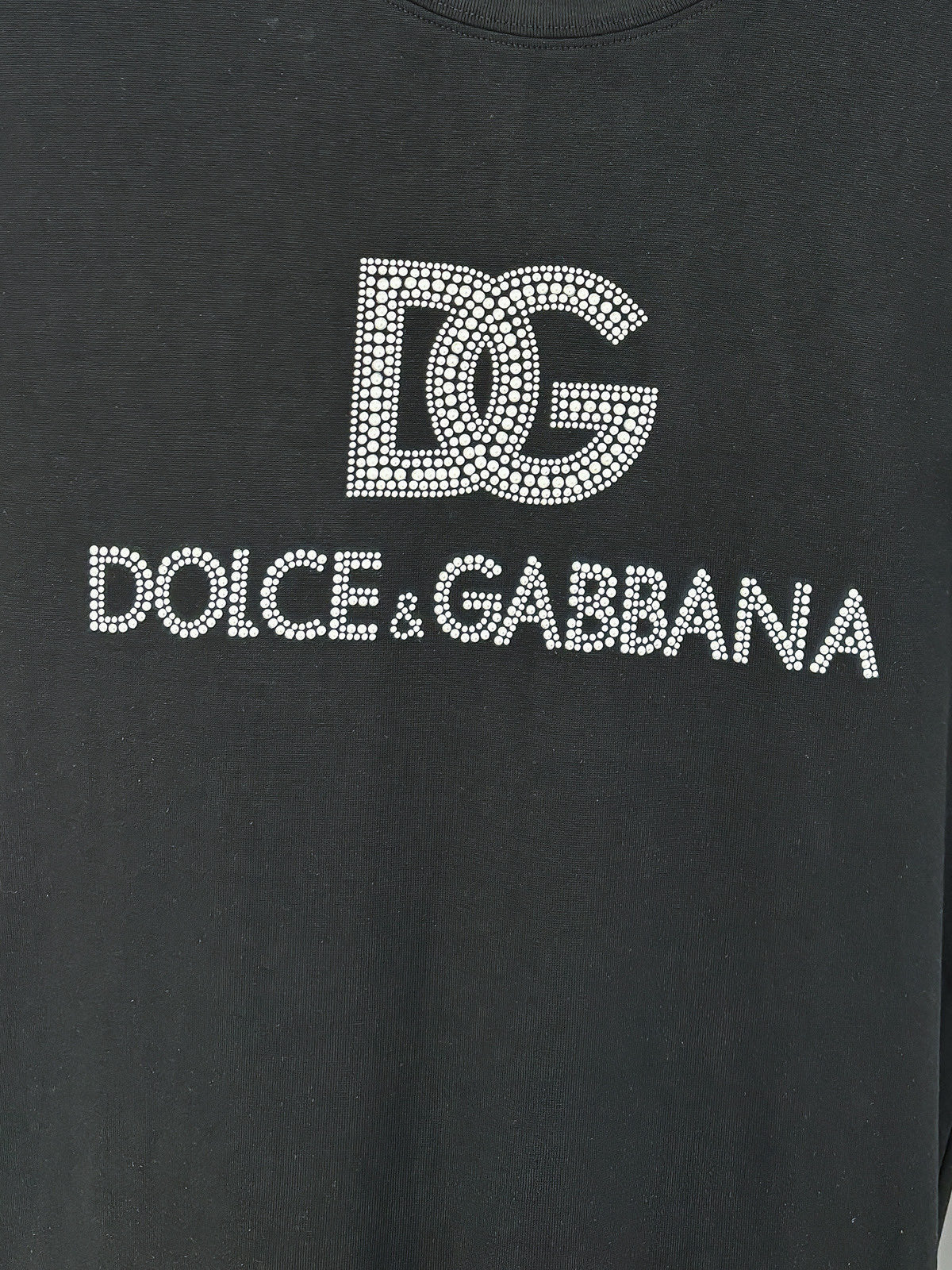 Dolce & Gabbana DG Crystal Rhinestone Logo T-Shirt | Black