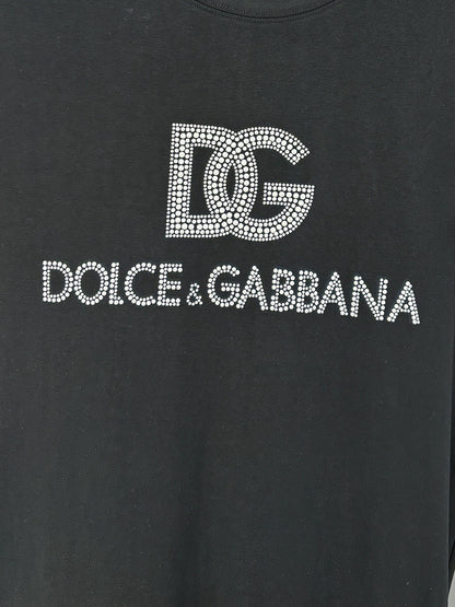 Dolce & Gabbana DG Crystal Rhinestone Logo T-Shirt | Black