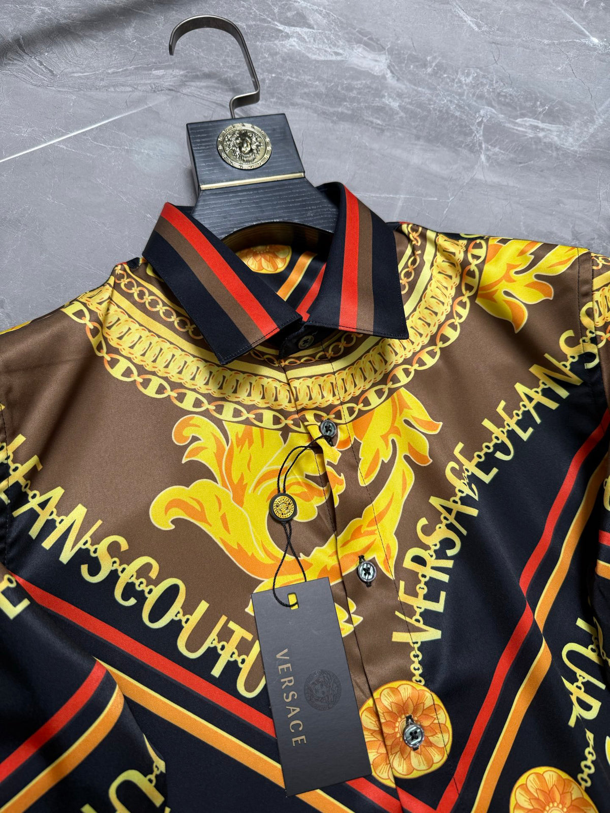 Versace Jeans Couture Baroque Diamond Logo Long-Sleeve Shirt