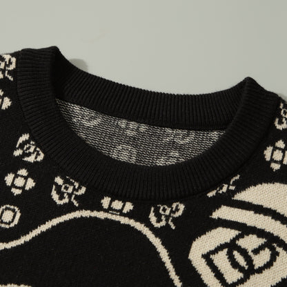 Dolce & Gabbana DG Sacred Heart Baroque Jacquard Sweater | Black & Ivory