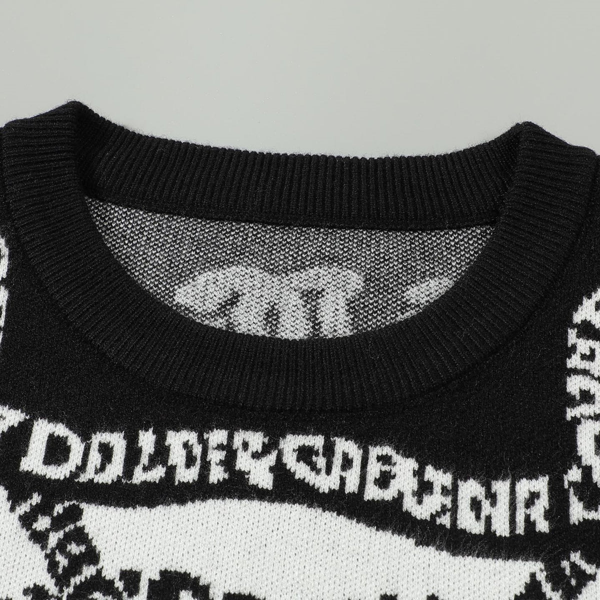 Dolce & Gabbana All-Over Logo Chain Jacquard Sweater | Black & White
