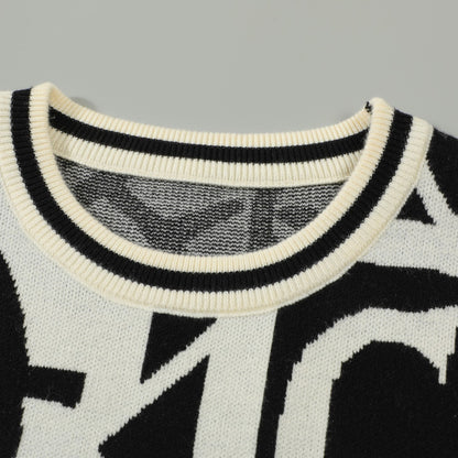 Dolce & Gabbana Mixed DG Letter Collage Jacquard Sweater | Ivory & Black