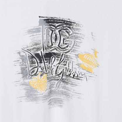 Dolce & Gabbana DG Graffiti Brushstroke Butterfly Crown T-Shirt | white