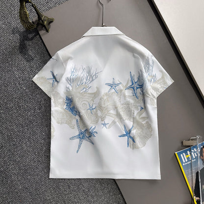 Versace Medusa Marine Print Short-Sleeve Shirt