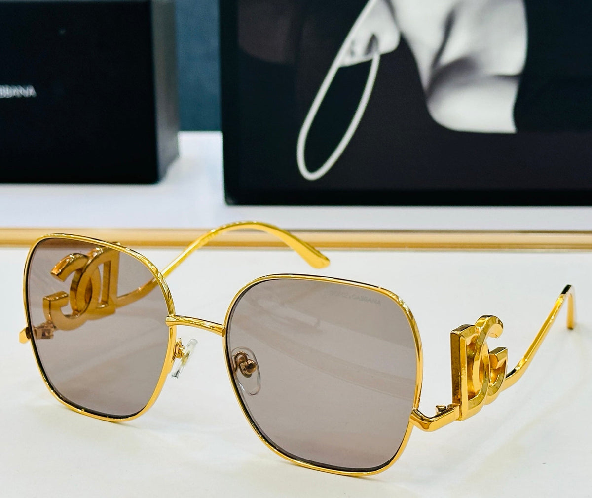 Dolce & Gabbana DG Logo Oversized Square Sunglasses | Grey Lens
