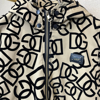 Dolce & Gabbana All-Over DG Logo Flocked Zip Jacket | Black