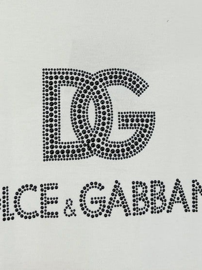 Dolce & Gabbana DG Crystal Rhinestone Logo T-Shirt | Black