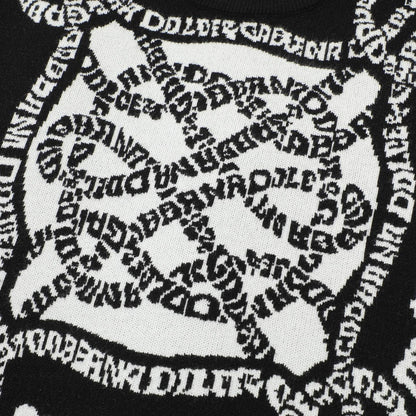 Dolce & Gabbana All-Over Logo Chain Jacquard Sweater | Black & White