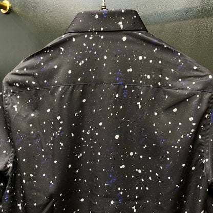 Dolce & Gabbana Galaxy DG Print Long-Sleeve Shirt | Black