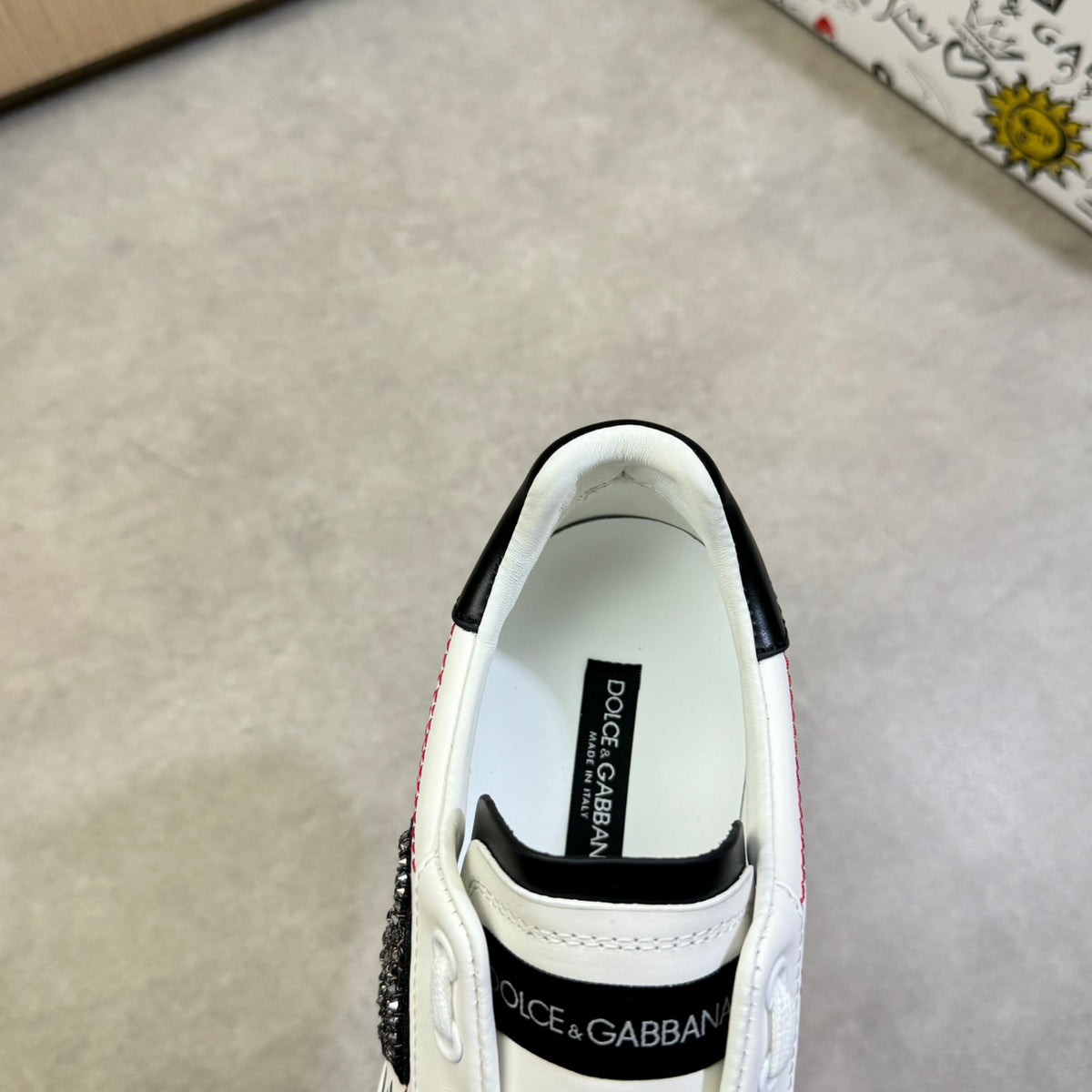 Dolce & Gabbana Portofino Graffiti Low-Top Sneakers – Black & White